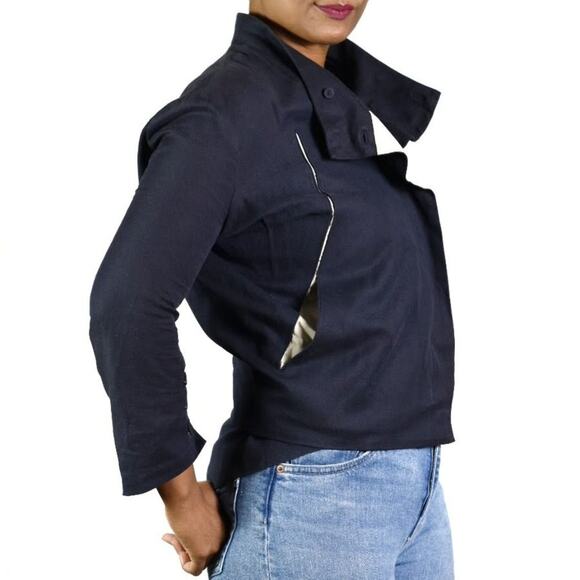 Kuho Cotton Jacket Blue Twill Korean Convertible Canvas Avant Garde Size Small - Picture 10 of 15